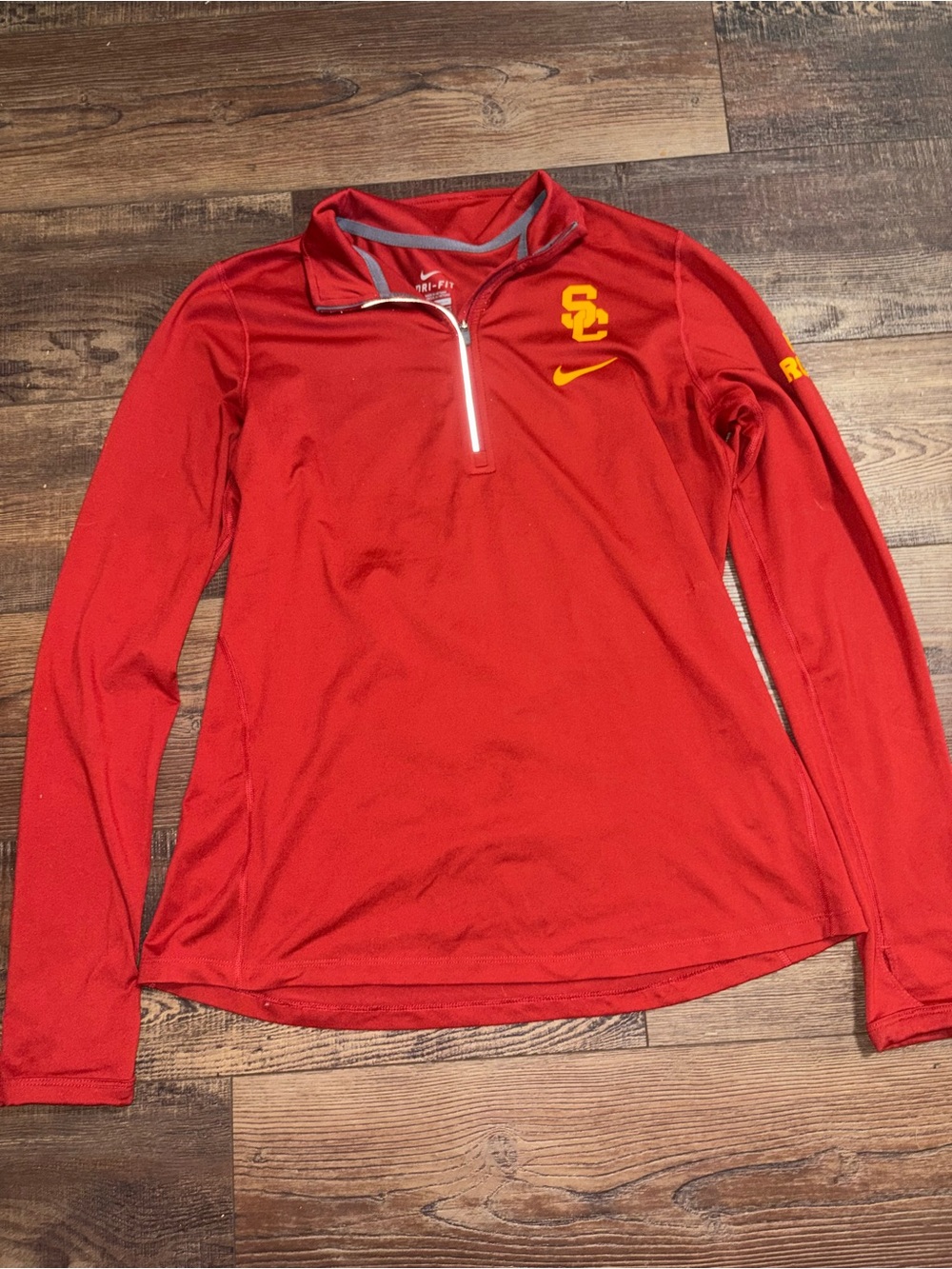 Nike Dri-FIT USC Trojans Red Yellow 1/4 Zip Pullover Jacket Size L woman’s